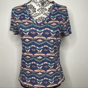 Mossimo Aztec Blue & Pink Short Sleeve Size Large BOHO B1/287
